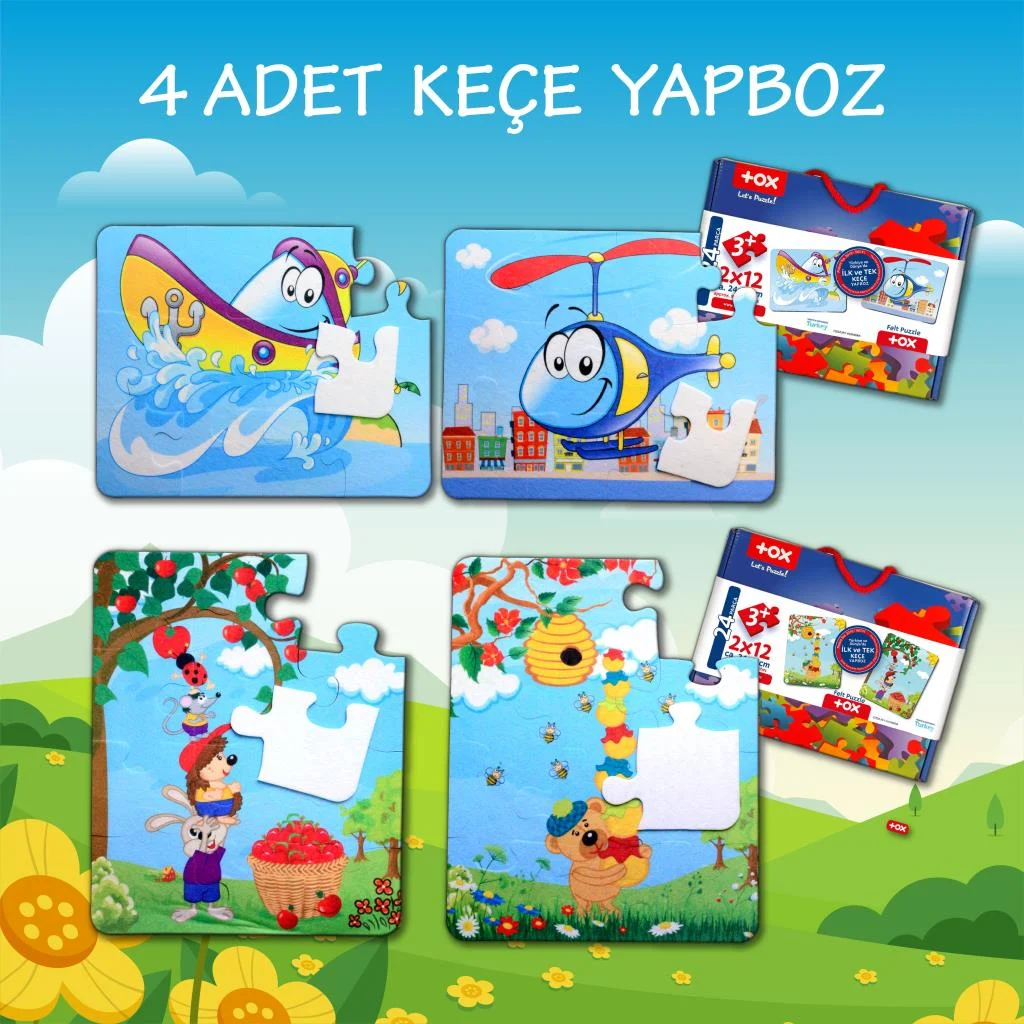 Tekne , Helikopter ve Elmacı Ayı (4 Set) - Görsel 2