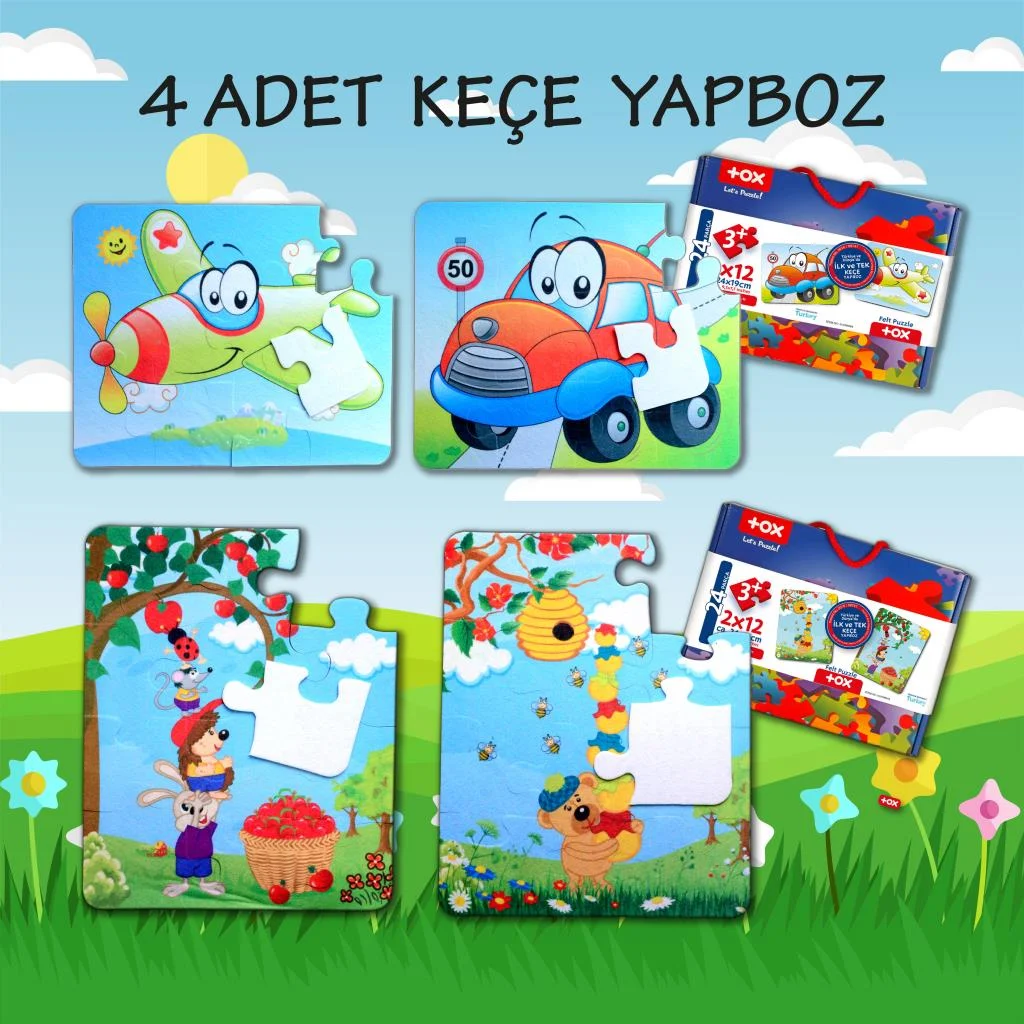 Uçak, Araba ve Elmacı Ayı (4 Set) - Görsel 2